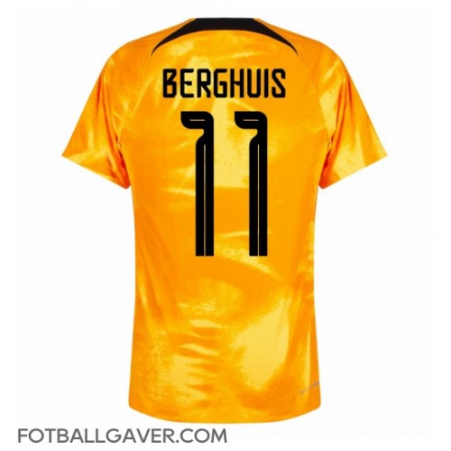 Nederland Steven Berghuis #11 Fotballklær Hjemmedrakt VM 2022 Kortermet